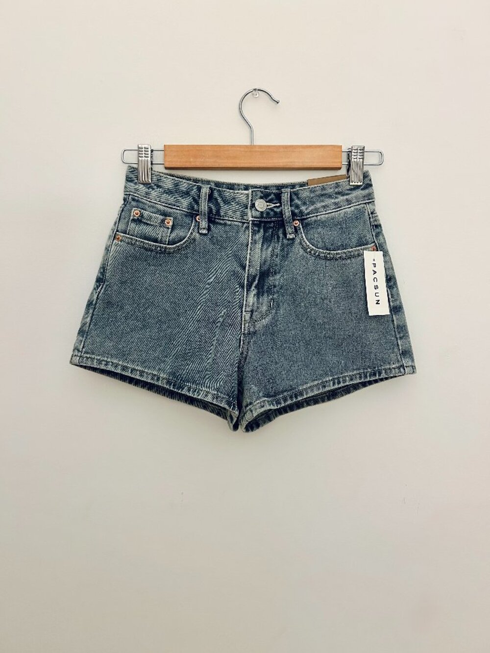 NWT Pacsun High Rise Micro Festival Shorts in Washed Gray Blue, Size 22